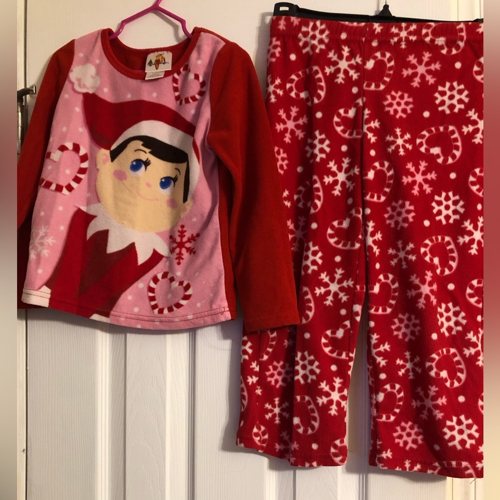 Elf Design Kids Pajama Set - Red and Pink